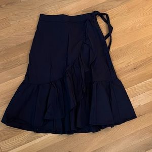 Ann Taylor Loft faux wrap navy skirt